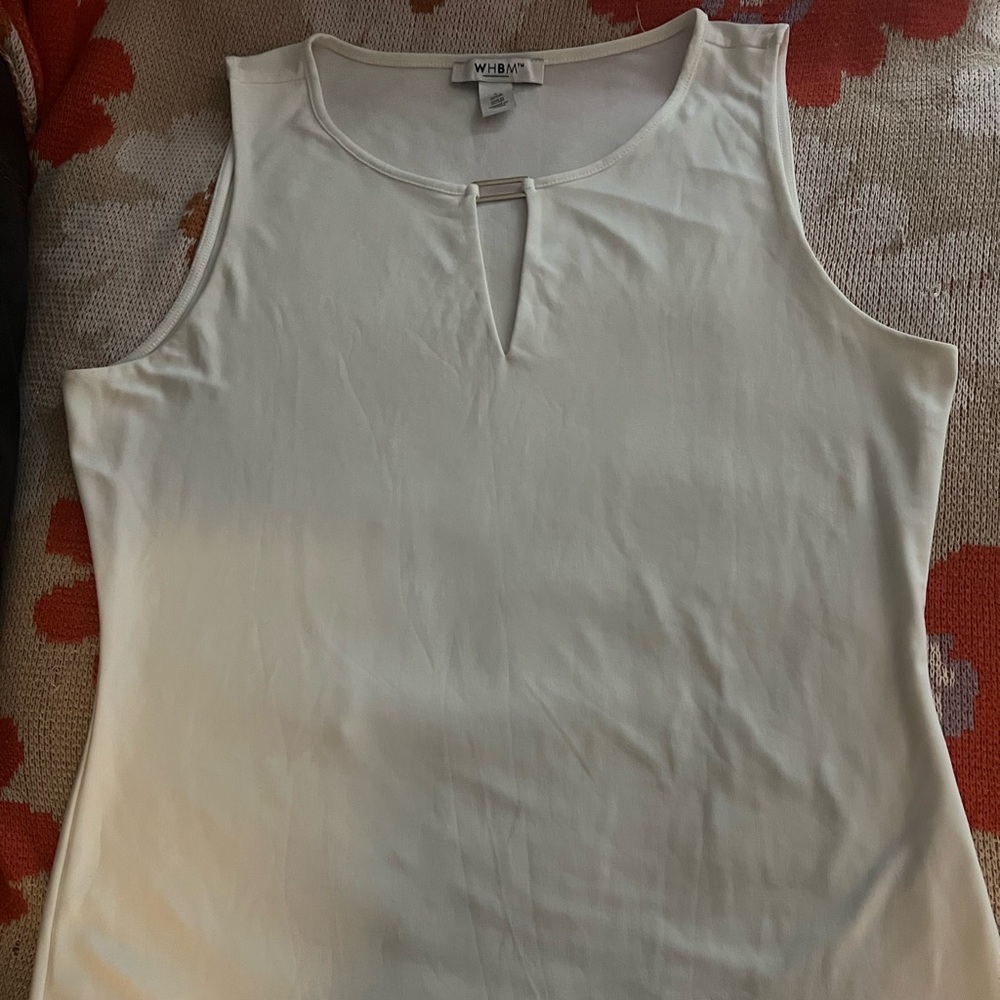 White House Black Market Ivory Keyhole Tank Top